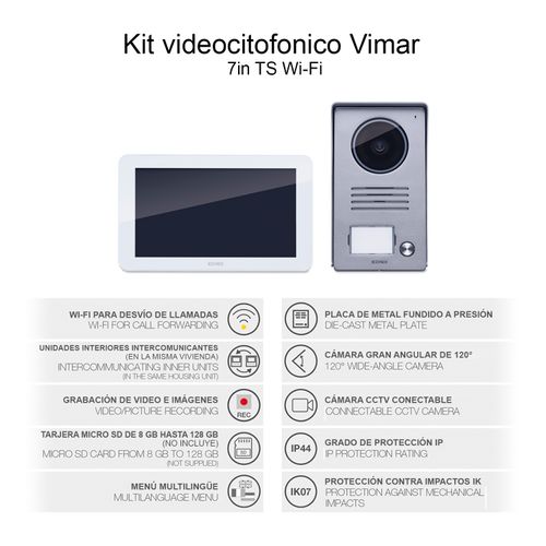 KIT CITOFONO VIDEOPORTERO LCD VIMAR 7IN TS WI-FI 1F MULTICLAVIJA