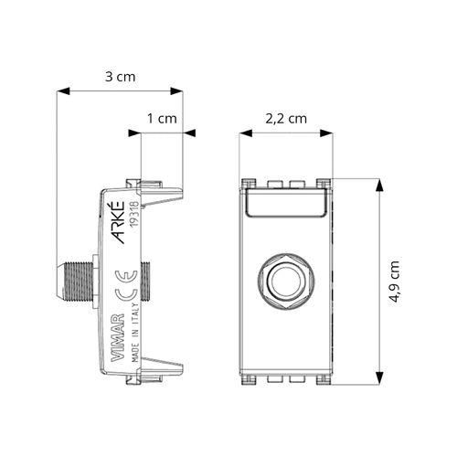 TOMA DE CONECTOR VIMAR ARKÉ TIPO F HEMBRA 1 MÓDULO