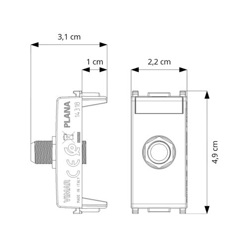 TOMA DE CONECTOR VIMAR PLANA TIPO F HEMBRA 1 MÓDULO