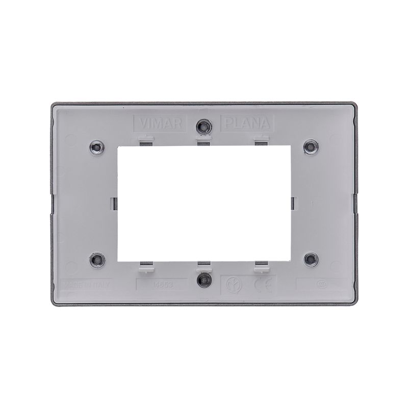 Placa Compatible Vimar Plana - 3 Módulos, Plata Satinada, Para Interruptores Y Enchufes