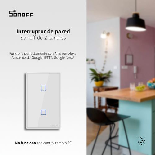 INTERRUPTOR DE PARED SONOFF DE 2 CANALES WIFI