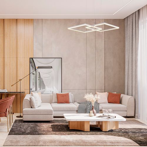 LÁMPARA COLGANTE LED STUDIO DOBLE CUADRADO 42W LUZ CÁLIDA