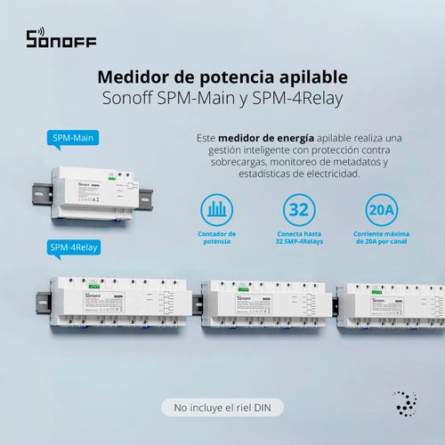 MEDIDOR ENERGÍA APILABLE SONOFF PROTECCIÓN SOBREVOLTAJE 80A