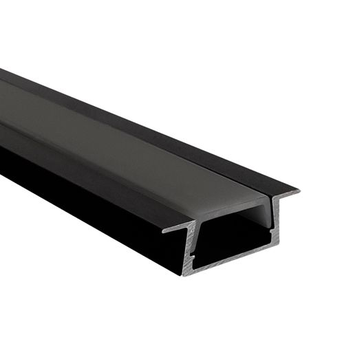 PERFIL PARA CINTA LED STUDIO EMBUTIDO PLANO DIFUSOR NEGRO (2 METROS) H0.7 2.2x200 CM