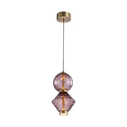 LÁMPARA COLGANTE LED STUDIO VIDRIO IRIS CHOCOLATE DOBLE 2X4W LUZ CÁLIDA