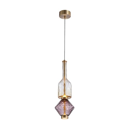 LÁMPARA COLGANTE LED STUDIO VIDRIO IRIS CHOCOLATE COGNAC DOBLE 2X4W LUZ CÁLIDA