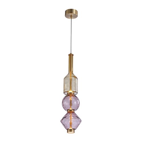 LÁMPARA COLGANTE LED STUDIO VIDRIO IRIS CHOCOLATE COGNAC TRIPLE 3X4W LUZ CÁLIDA
