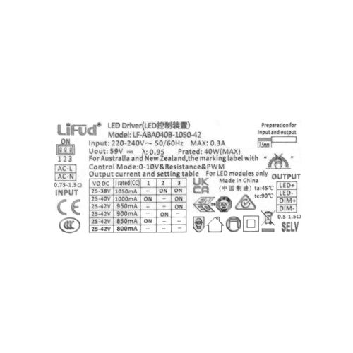 DRIVER LED STUDIO DIMEABLE 0-10V 40W IP20 mA 1050