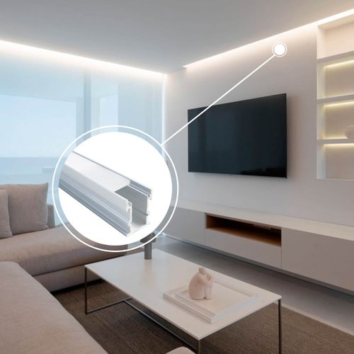 PERFIL PARA CINTA LED STUDIO RECTANGULAR SOBREPUESTO (2 METROS) IP40 H2.6 2.1x200 CM
