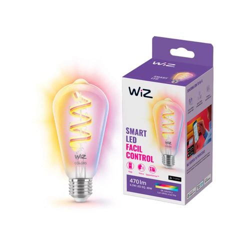 AMPOLLETA INTELIGENTE E27 PHILIPS WIZ WIFI FILAMENTO ST64 60W RGB