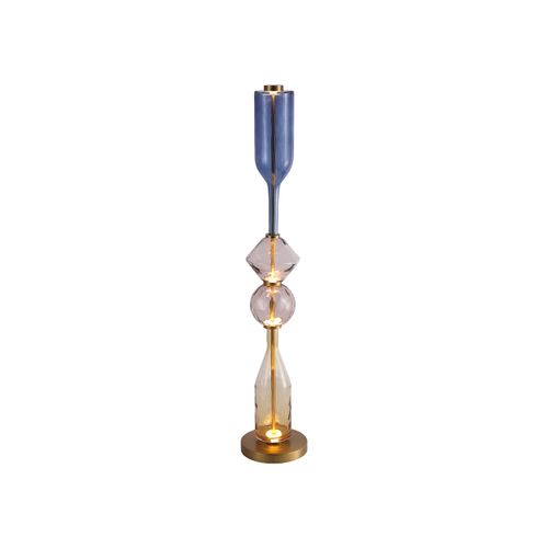 LÁMPARA DE PIE LED STUDIO VIDRIO IRIS CHOCOLATE COGNAC AZUL 4X4W LUZ CÁLIDA