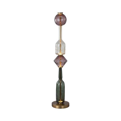 LÁMPARA DE PIE LED STUDIO VIDRIO IRIS CHOCOLATE COGNAC VERDE 4X4W LUZ CÁLIDA