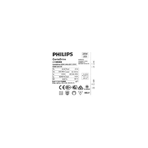 DRIVER PHILIPS 25W ENTRADA 230V SALIDA 0.6V A 42V IP20