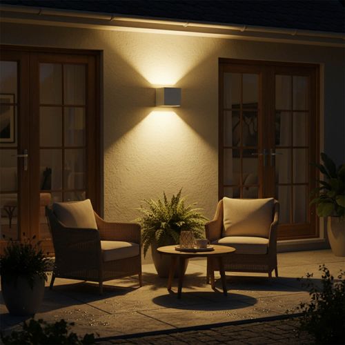 APLIQUÉ MURO LED STUDIO BIFOCAL CUADRADO 20W LUZ CÁLIDA IP65