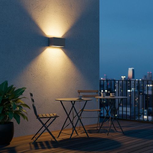 APLIQUÉ MURO BIFOCAL LED STUDIO RECTANGULAR 20W LUZ CÁLIDA IP65