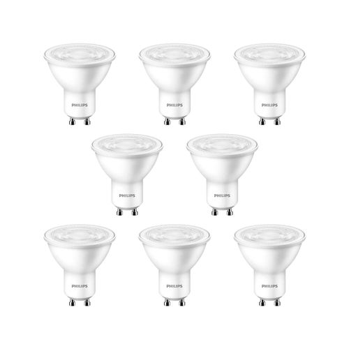 KIT 8 AMPOLLETAS GU10 PHILIPS 4.7W LUZ CÁLIDA