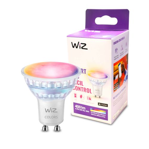 AMPOLLETA GU10 WIZ INTELIGENTE 4.7W LUZ CÁLIDA A FRÍA Y RGB