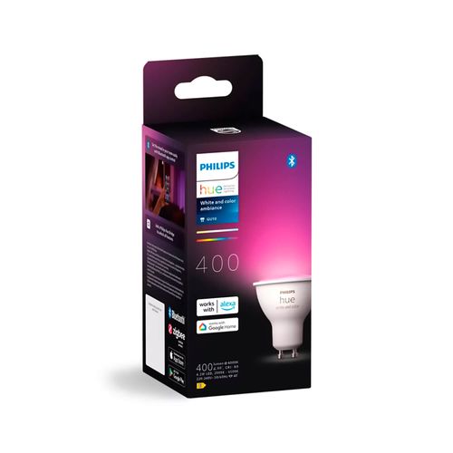 AMPOLLETA GU10 PHILIPS HUE 4.2W LUZ CÁLIDA A FRÍA Y RGB