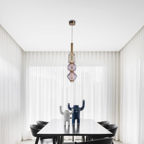 LÁMPARA COLGANTE LED STUDIO VIDRIO IRIS CHOCOLATE COGNAC TRIPLE 3X4W LUZ CÁLIDA