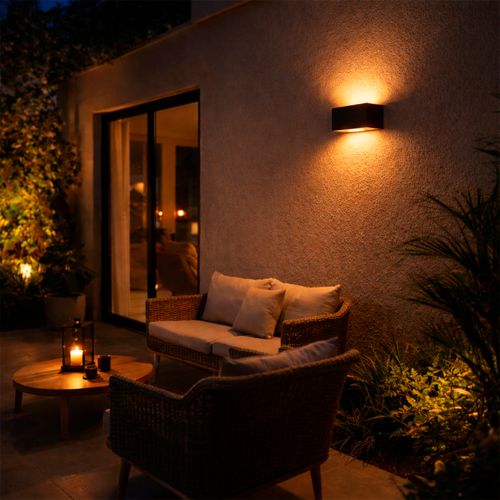 APLIQUÉ MURO BIFOCAL LED STUDIO RECTANGULAR 20W LUZ CÁLIDA IP65