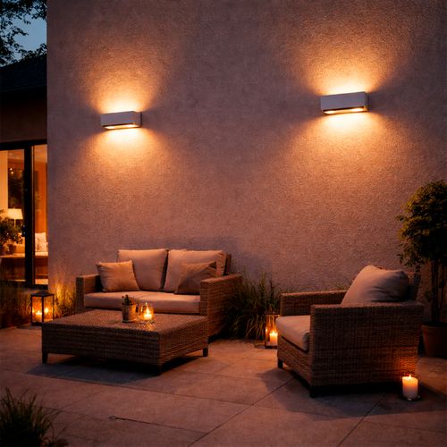 APLIQUÉ MURO BIFOCAL LED STUDIO RECTANGULAR 20W LUZ CÁLIDA IP65