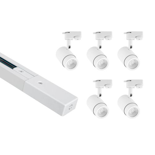 KIT RIEL MONOFÁSICO LED STUDIO 2 METROS + 5 FOCOS RIEL FAIDHE