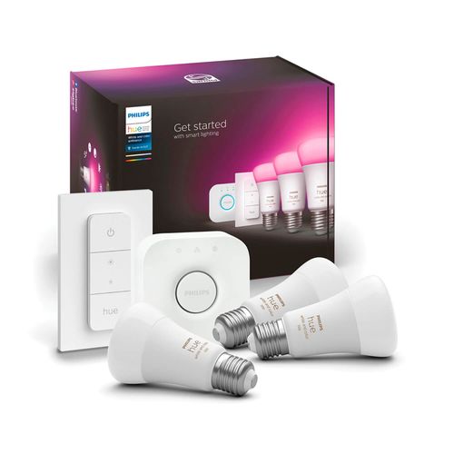 KIT AMPOLLETAS PHILIPS HUE 9W E27 RGB + INTERRUPTOR INALÁMBRICO + BRIDGE