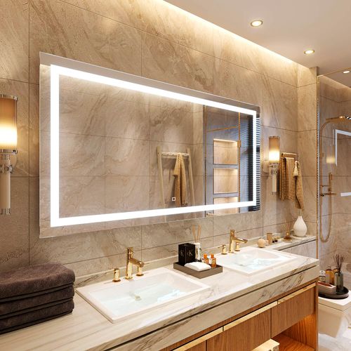 ESPEJO LED STUDIO RECTANGULAR HORIZONTAL RETROILUMINADO CON LUZ FRONTAL TOUCH 150W CCT 1400LM 150X90CM