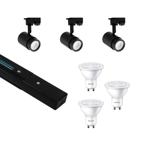 KIT RIEL MONOFÁSICO LED STUDIO 1 MT + 3 FOCOS RIEL FAIDHE