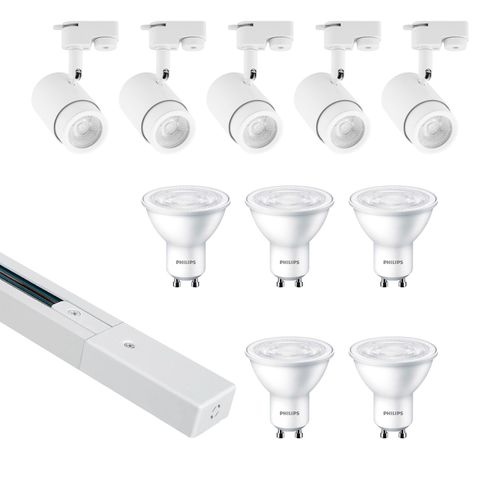 KIT RIEL MONOFÁSICO LED STUDIO 2 METROS + 5 FOCOS RIEL FAIDHE