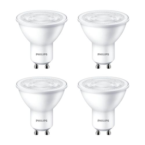 KIT 4 AMPOLLETAS GU10 PHILIPS LED ESSENTIAL 3.8W LUZ CÁLIDA