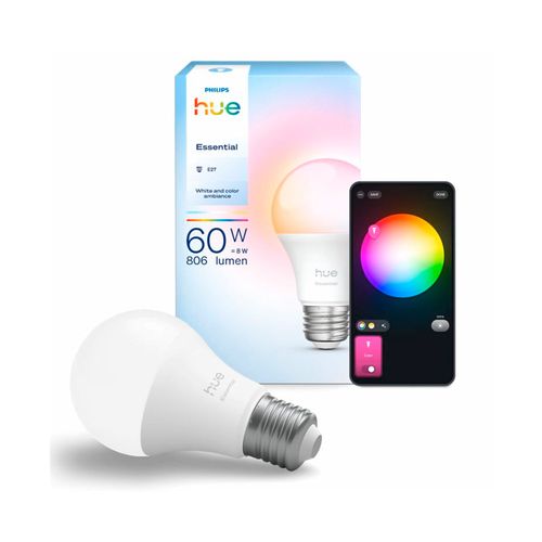 AMPOLLETA E27 PHILIPS HUE ESSENTIAL A60 8W LUZ RGB Y CÁLIDA (2200K) A FRÍA (6500K)