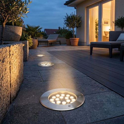EMBUTIDO DE PISO LED STUDIO REDONDO COB 18W LUZ CÁLIDA (3000K) IP67