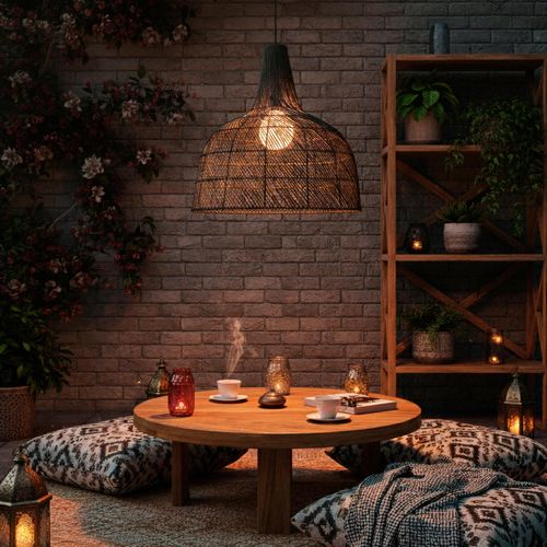 LÁMPARA COLGANTE RAPA NUI RATÁN 10.5W LUZ CÁLIDA (3000K)