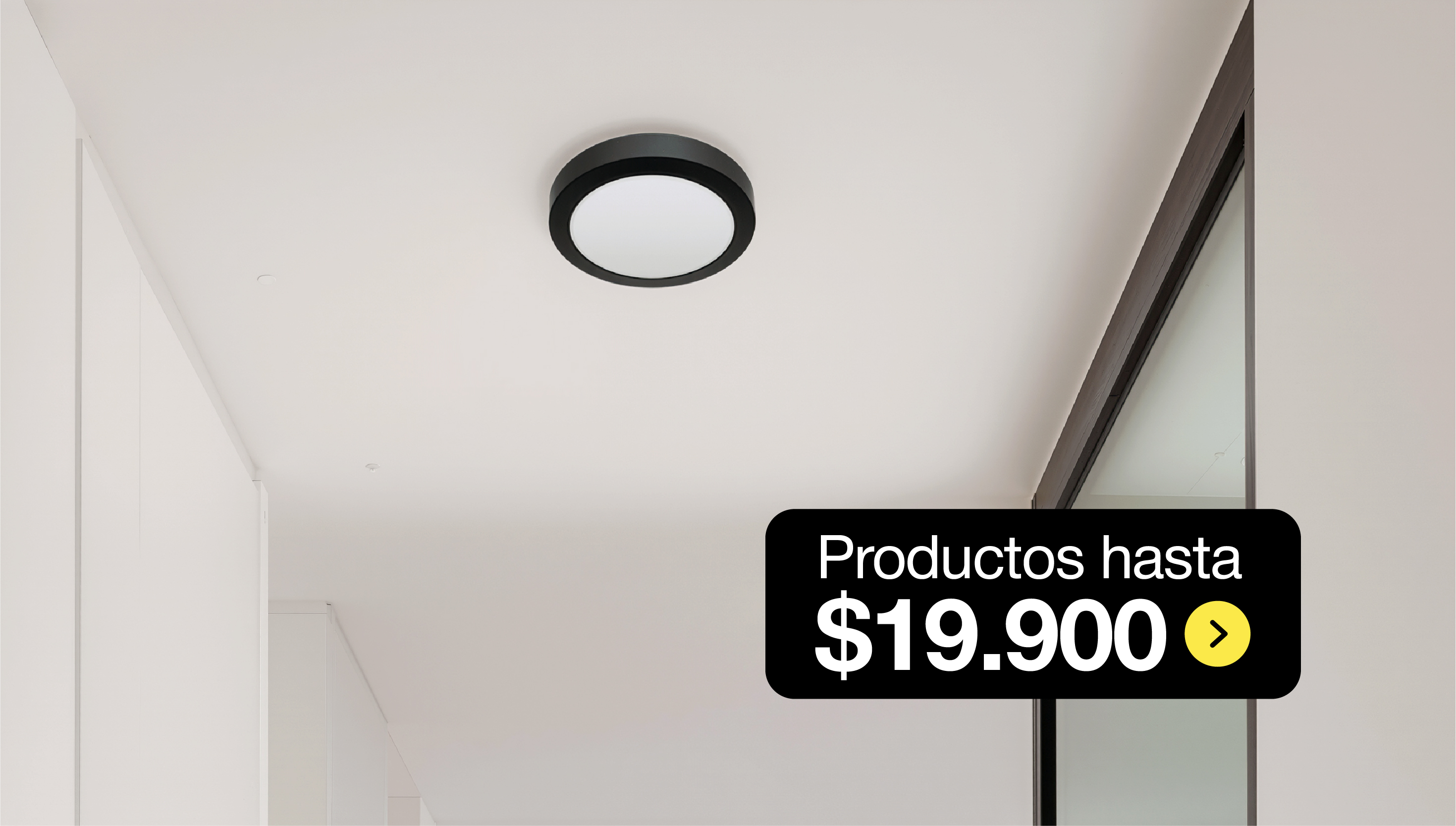 Banner promocional Black Sale LED Studio Chile con lámparas de diseño y focos LED de alta gama a precio único de $19.990.